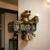 Resin Frog Door Bell, Handmade Hanging Ornament, Welcome Wall Bell Sign for Garden,