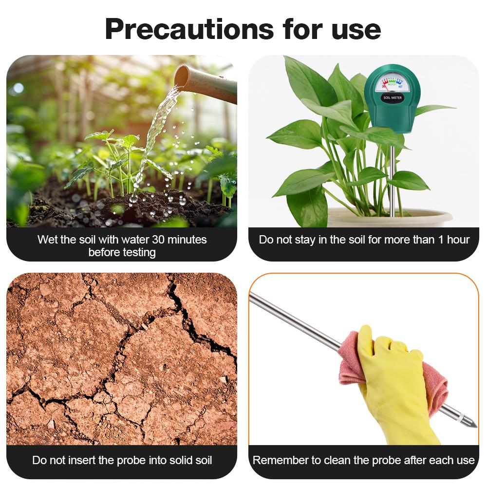 Измеритель влажности/pH/плодородия почвы Тестер почвы Инструменты для тестирования почвы Для сада Фермы Дома Растений Детектор почвы Не требует батареек