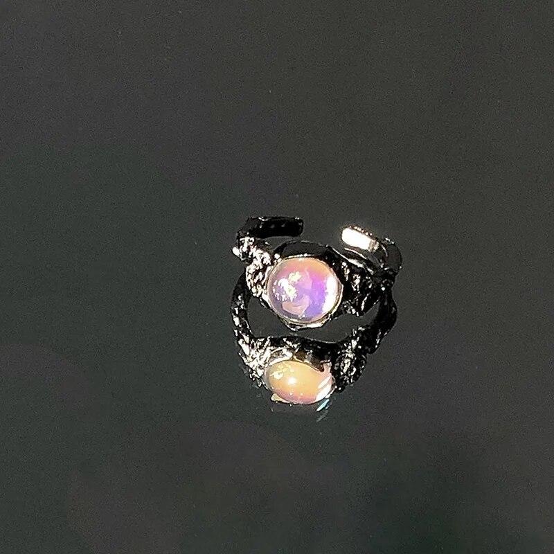 Kpop ретро готическое серебряное металлическое кольцо в форме сердца для женщин и девочек, винтажные открытые кольца с кристаллами Y2k, кольца с геометрической формой в стиле панк, ювелирные изделия для вечеринок