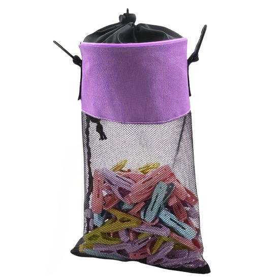 Сетчатый держатель для мешка с прищепками с затягивающимся шнурком, дышащий, влагостойкий, органайзер для хранения прищепок большой вместимости