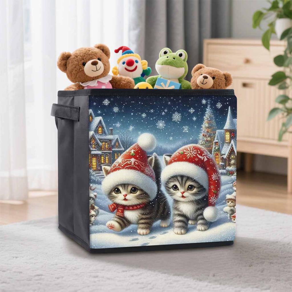 A Kitten Wearing A Hat 5D Diamond Painting Storage Basket Full Round Drill Mosaic Diamond Embroidery Cross Stitch Kits Home Decor Home Decor