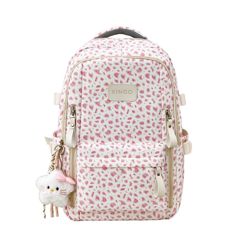 Cow Leopard Print Backpack Junior Senior High School Student Schoolbag Female Campus Backpack