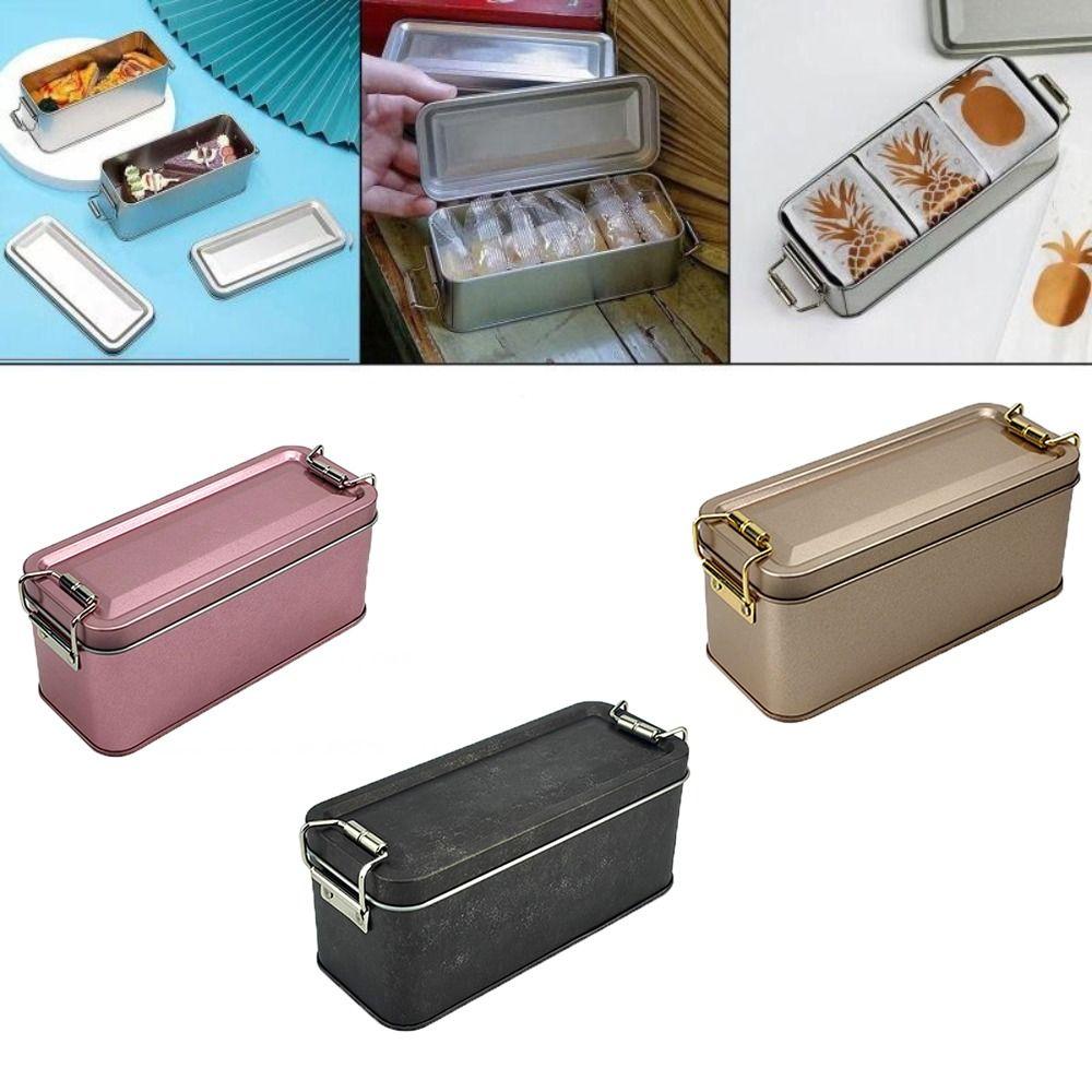Old-fashioned Rectangular Iron Box with Lid Candy Box High Quality Buckle Iron Box