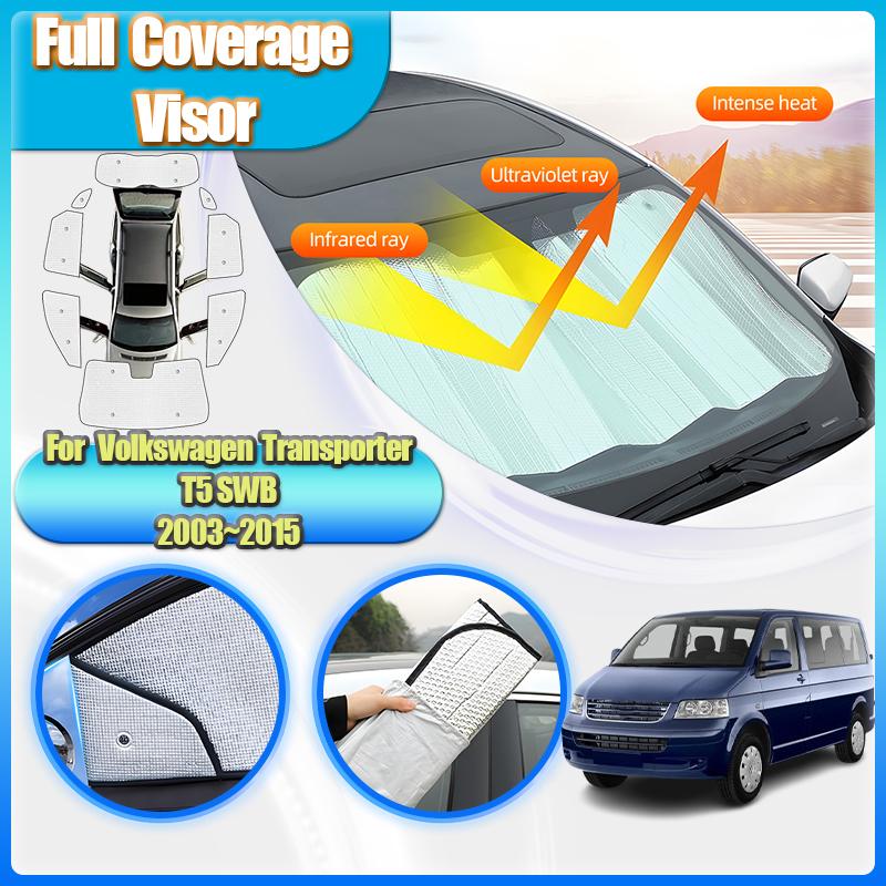 Для Volkswagen VW Transporter Caravelle Multivan Doubleback T5 SWB 2003~2015 Козырьки от солнца Автомобиль Полная защита от солнца Окно Автоаксессуары