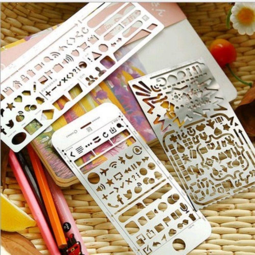 Stainless Steel Template Ruler School Projects Drawing Template Ruler Gift Stationery