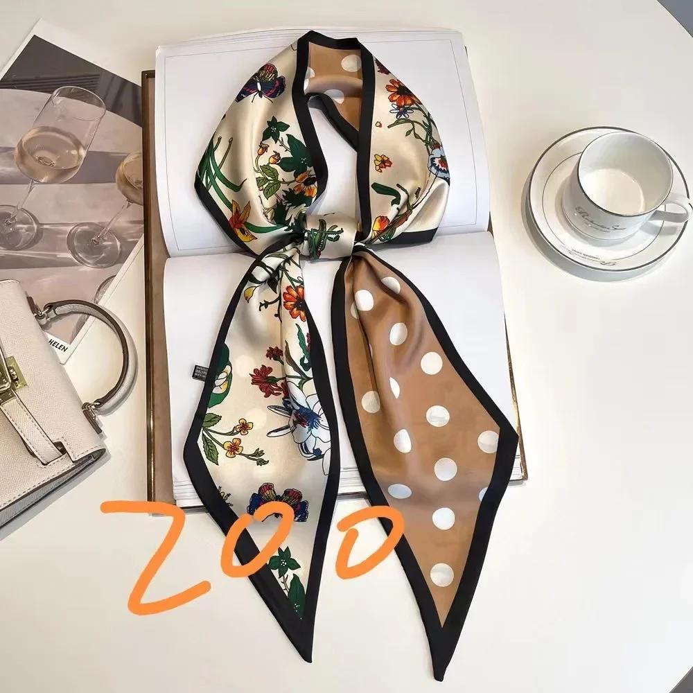 Luxury Design Zebra In Flowers Women Scarf Luxury Silk Scarf Fashion Hair Headband Foulard Skinny Bag Scarves Neckerchief Lady