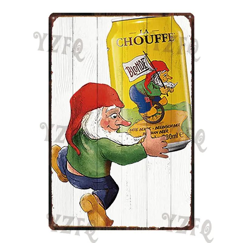 Пиво Chouffe Ретро Металлическая Жестяная Вывеска Винтажная Тарелка Настенная Паб Ресторан Украшения Для Дома Художественный Декор Железный Постер DU-4910A