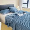 200x230 Double Blanket Solid Color Thickened Wide Striped Multifunctional Blanket, Can Be Used As Bed Sheet