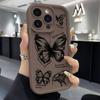Черная Линия Бабочка Чехол для Телефона для Apple iPhone 11-16, Бамбуковый Дизайн, Привлекающий Внимание X-образный Рисунок
