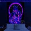 Череп Blacklight настенный гобелен УФ-реактивный декор комнаты Эстетический светящийся неоновый декор для спальни Йога Медитация