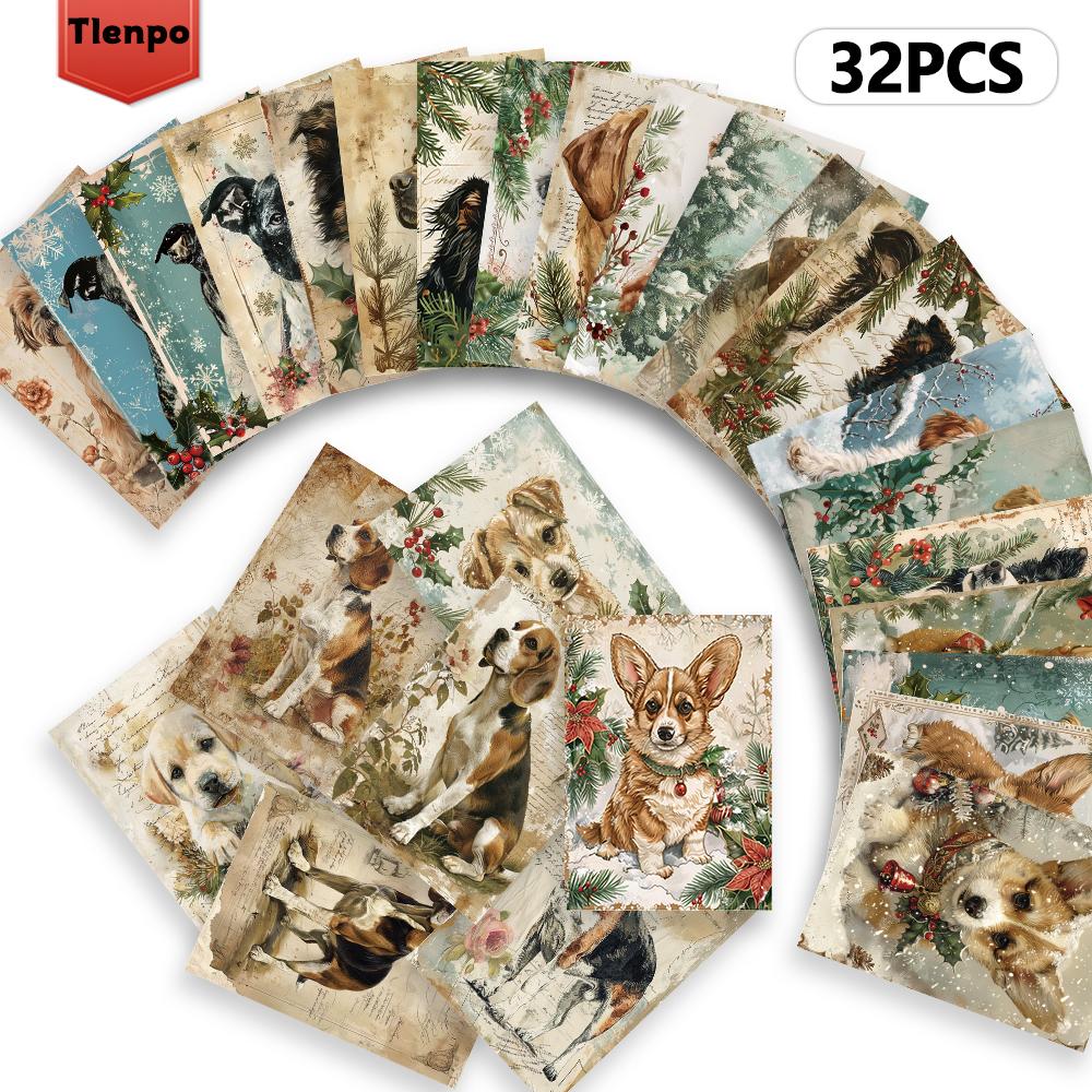 32pcs. Christmas Puppy Postcard, Birthday/anniversary Gift, Collectible, Suitable for Giving As a Present, Can Be Mailed.