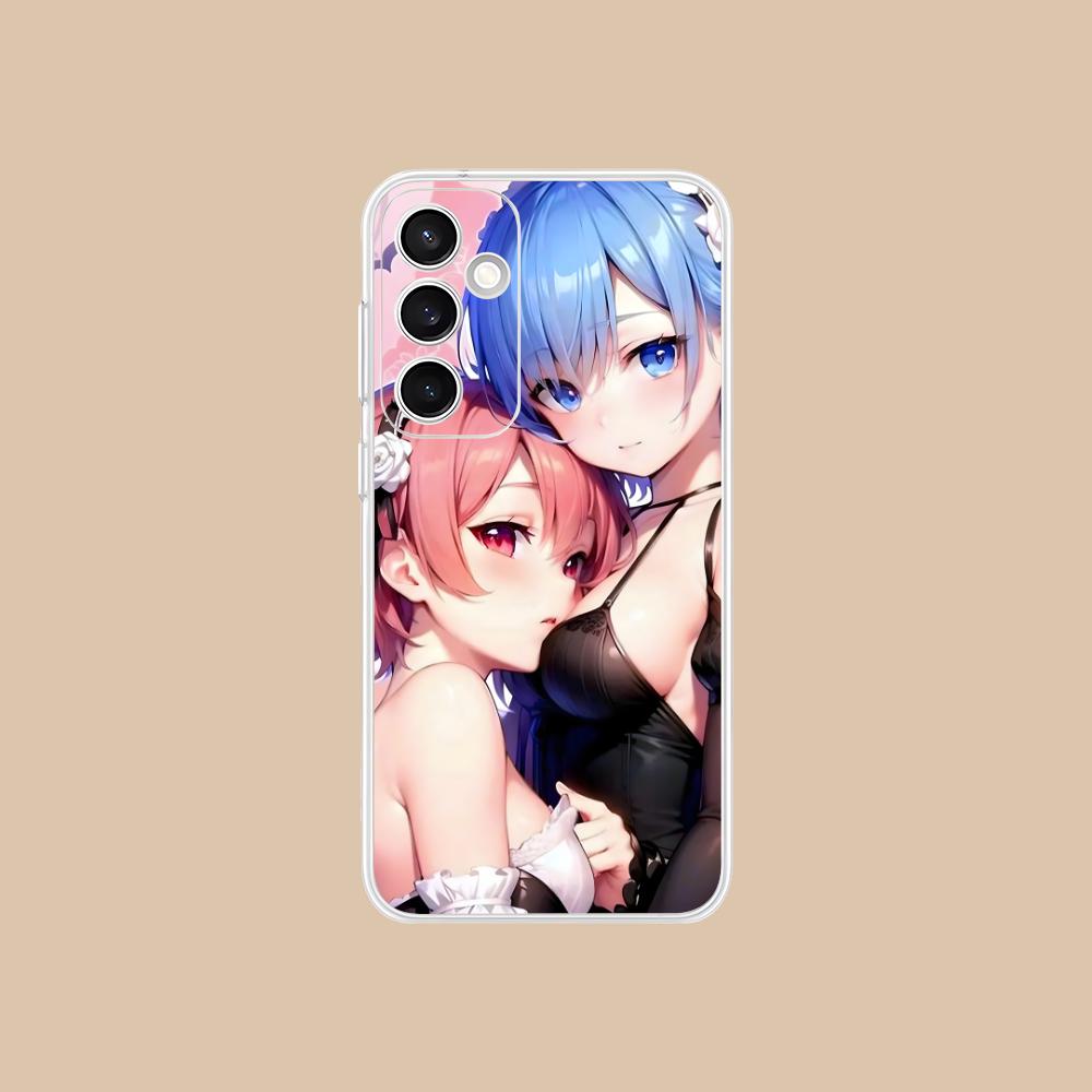 Прозрачный чехол для мобильного телефона ReZero Rem Ram для Samsung Galaxy S25 S24 S23 S22 S21Plus FE Ultra Цветная обложка