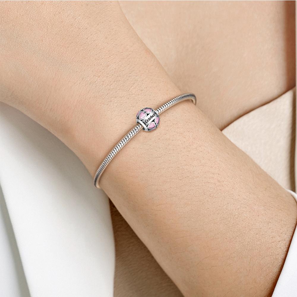 S925 Серебряный круглый камень с вырезом в форме сердца, очаровательная бусина, подходит для оригинальных ювелирных изделий своими руками для женских подарков на день рождения