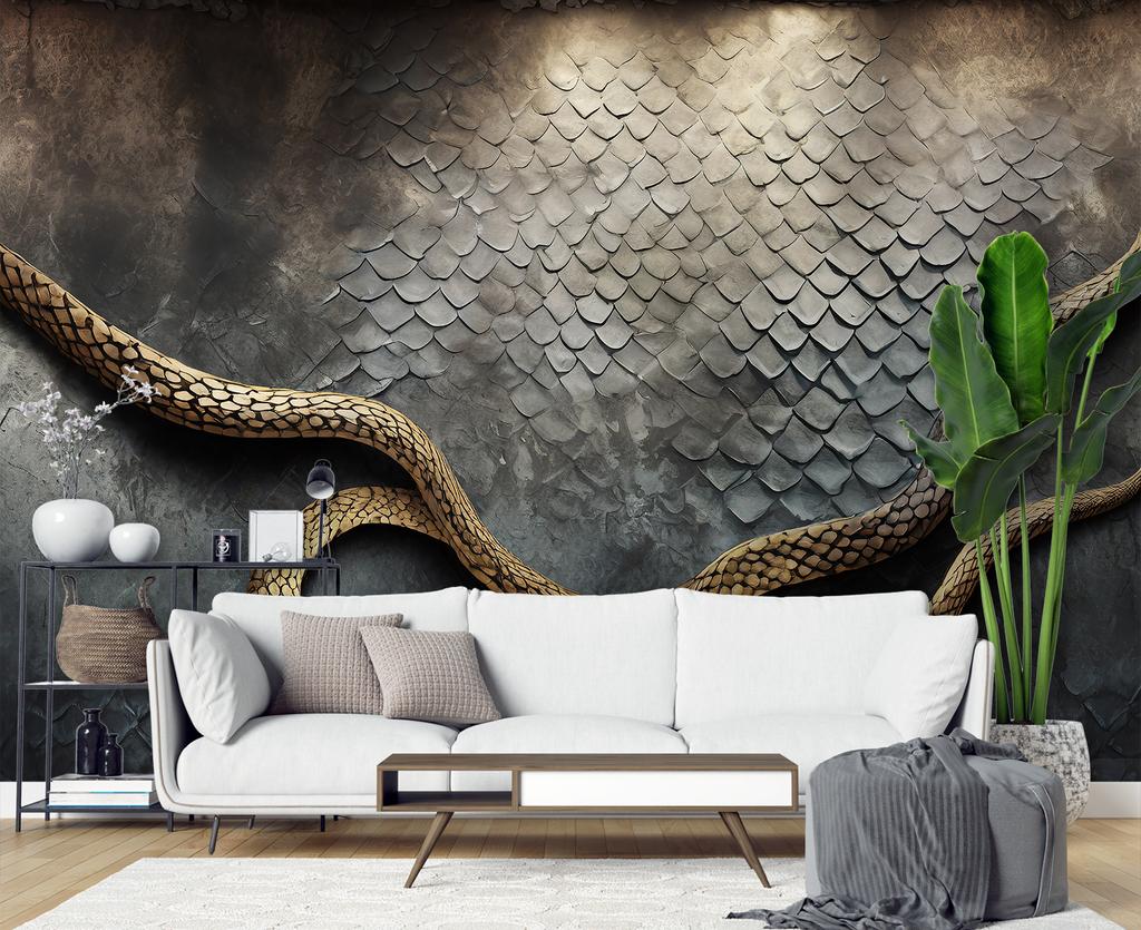 Wallpaper Golden snake 3D