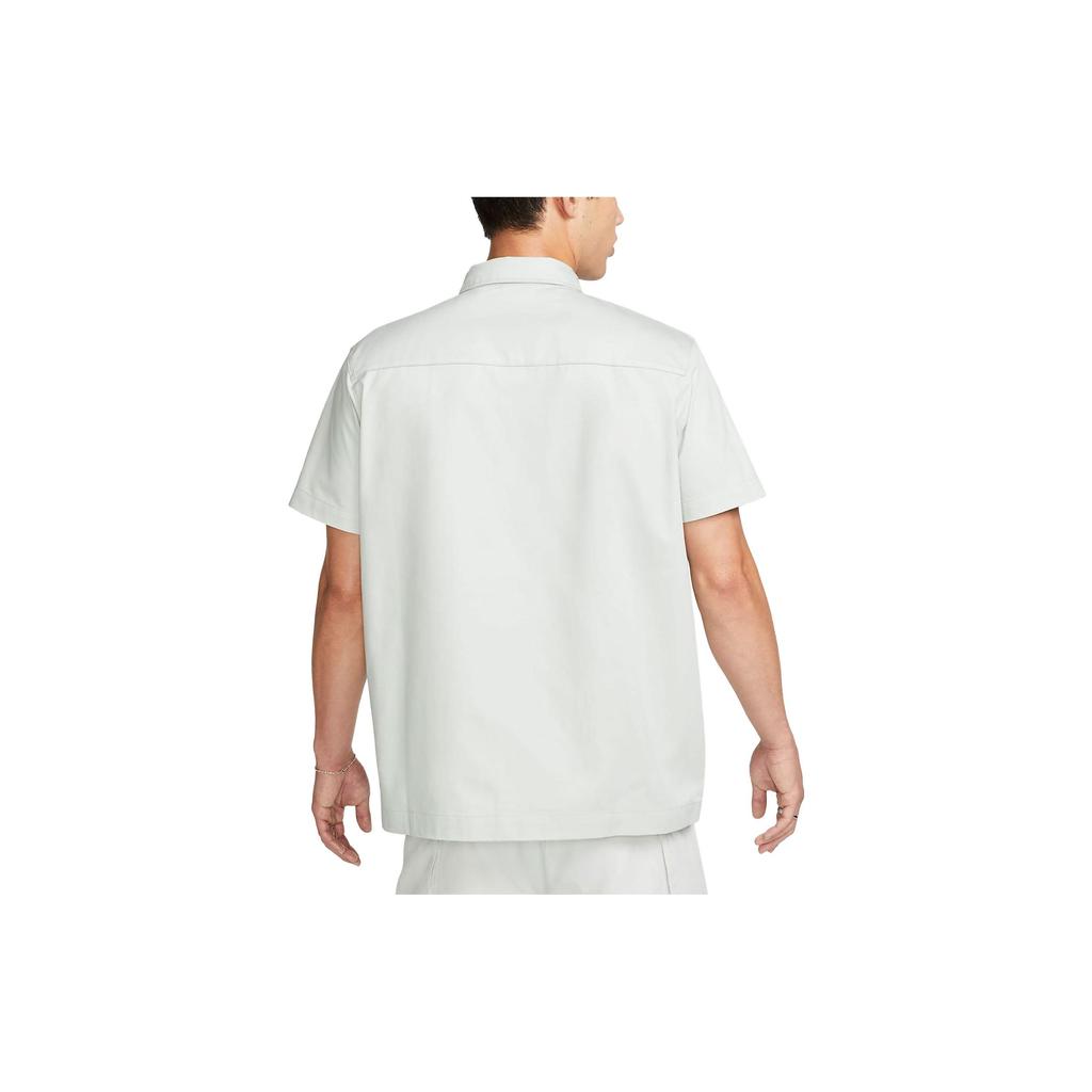 Nike Рубашка Life Solid Woven Military Style Comfortable с коротким рукавом Мужские рубашки Light-Silver DX3341-034