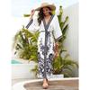 Cross-border European and  New Cardigan Kimono Bikini Sunscreen Plus Size Dress Swimsuit Outer Blouse 3898