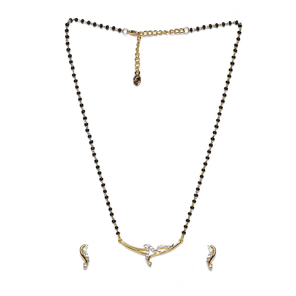 Комплект изысканного позолоченного колье Mangalsutra для женщин Estele с австрийскими кристаллами