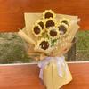 House DIY Finished Product Sunflower Bouquet Vase Ornament Knited Flower Table Fake Flowers