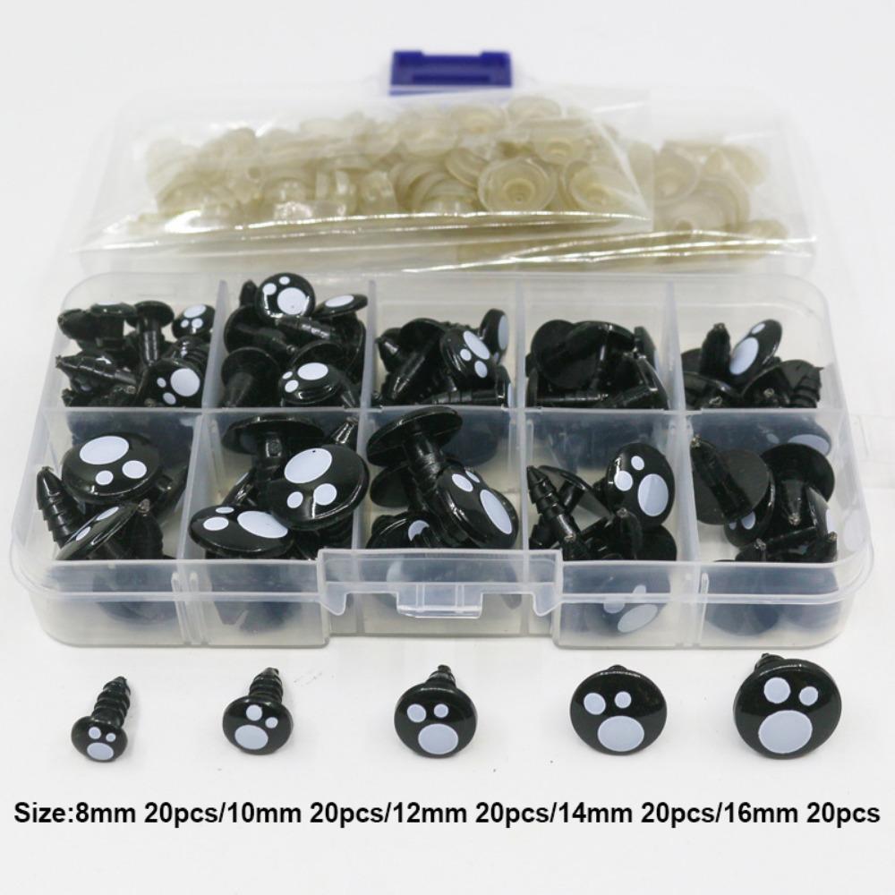 100pcs/box 5Sizes Plastic Safety Eyes Round Shape Black Screw Eyes Plush Doll DIY Toy Eyes For Toys