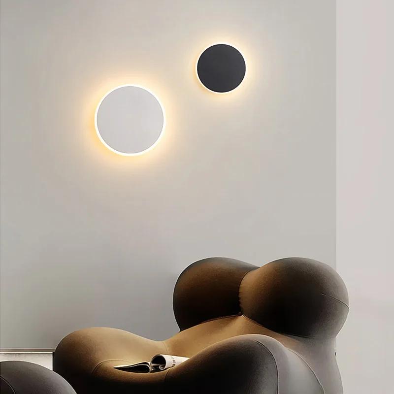 Настенный декор круглый светодиодный настенный светильник в скандинавском стиле для спальни, прикроватная лампа, простая современная комната, коридор, фоновая настенная лампа для коридора