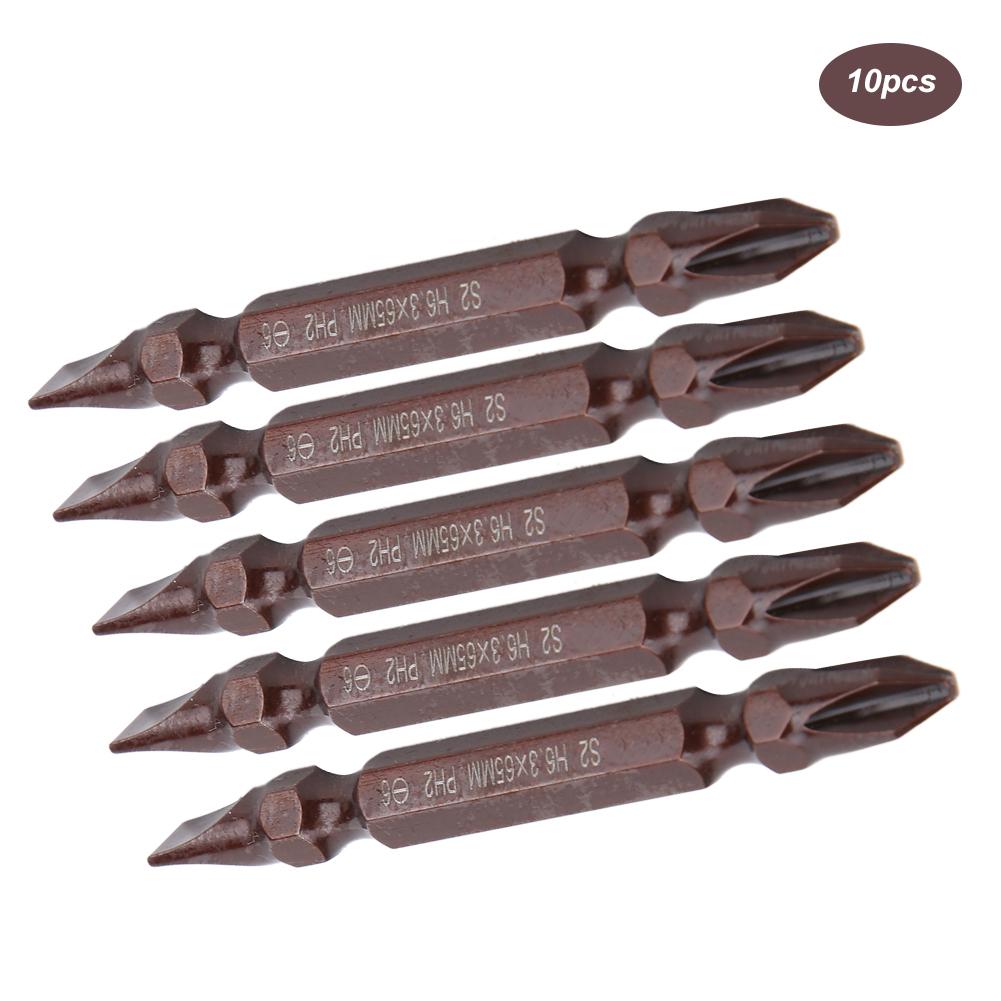 10PCs Double Ended Screwdriver Bit Hardware Parts Screws Tools Magnetic S2 H6.3 X 65MMDouble Ended