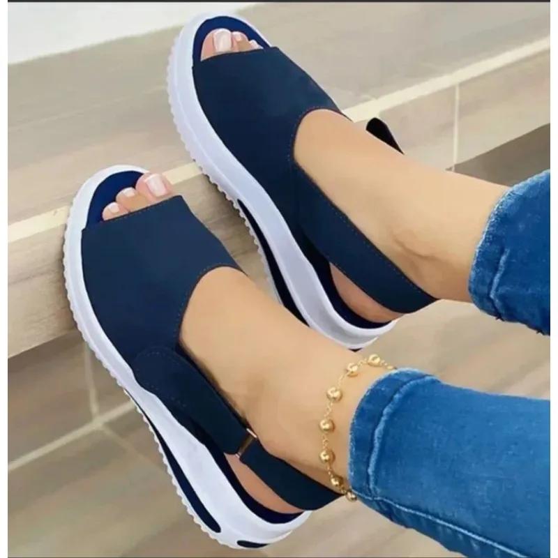 Fashion Summer Women's Shoes Platform Sandals Stretch Fabric Fashion Shoes Women Comfort Walking Ladies Sandalias Female Casual Footwear