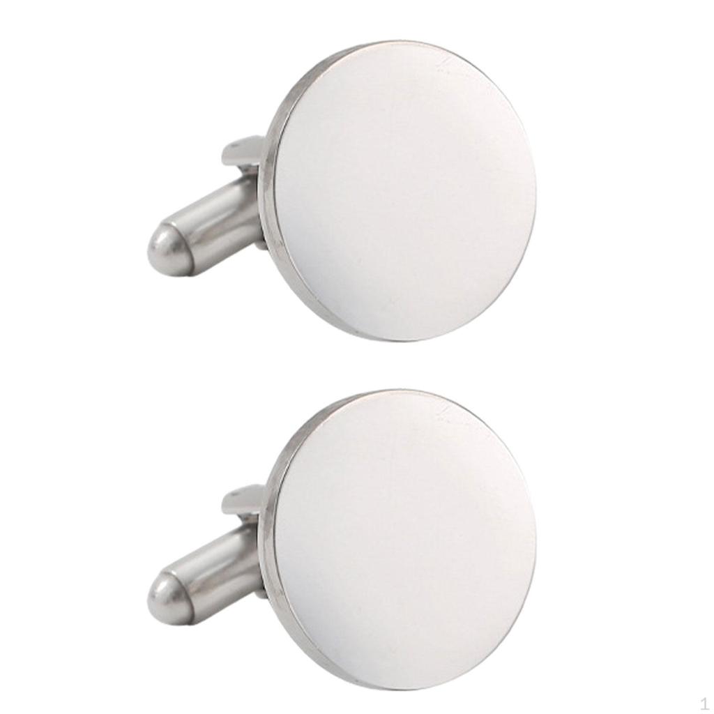 2Pcs Cuff Links for Men, Round Buttons Dress Shirt And Business Events