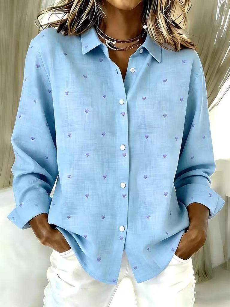 Women's 3D Digital Print Shirt - European & American Trend, Spring/Autumn 2025