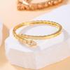 Double Head & Tail Diamond Snake Bone Bangle: Stylish Open Design, Fashion Trend