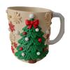 Yousheng Christmas Coffee Cup Christmas Tree Elk Stocking Gingerbread Man Mug 260ml Dishwasher Microwave Tea Cocoa Cup for Home Office Outdoor Use