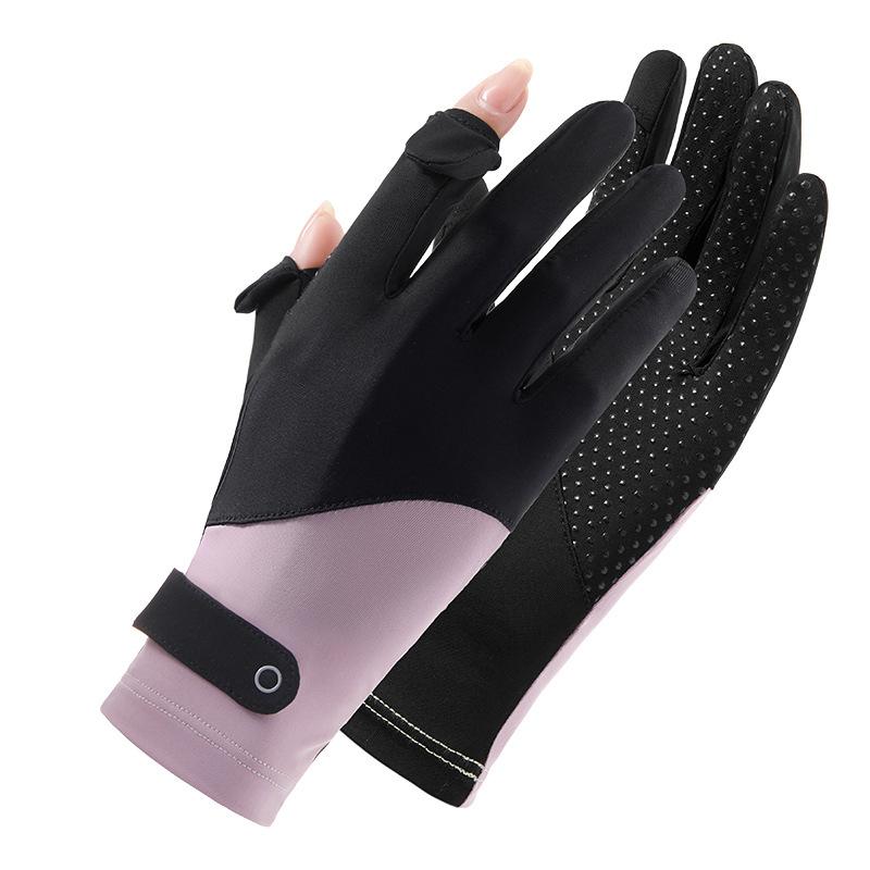 Sun Protection Gloves for Women Summer Coolness Outdoor Sun Protection Thin  Breathable  Anti Slip  Sports Cycling Ice Silk Finger Exposed Gloves