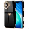 Protective Case - E.F.Connection - for iPhone 17 - Soft Shockproof Silicone with Heart Pattern - Black