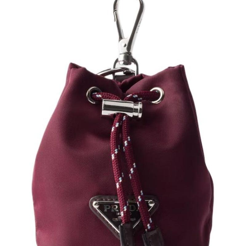 Prada Re-Nylon Speedrock Icon Enamel Metal Triangle Logo Fabric Bag Charm Bag Peripheral Mini Men's Bordeaux Red