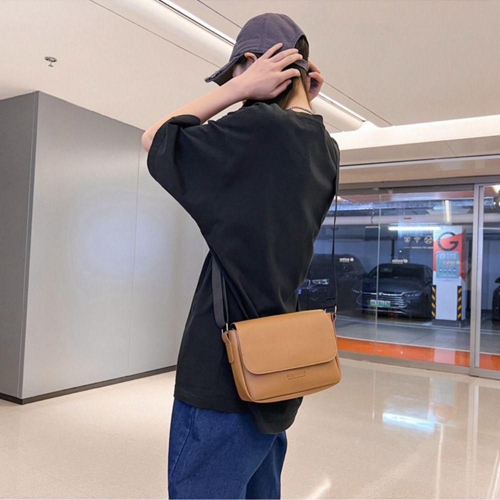 Rectangular Men Crossbody Bag PU Leather Shoulder Bag Fashion Women Messenger Bag Camping