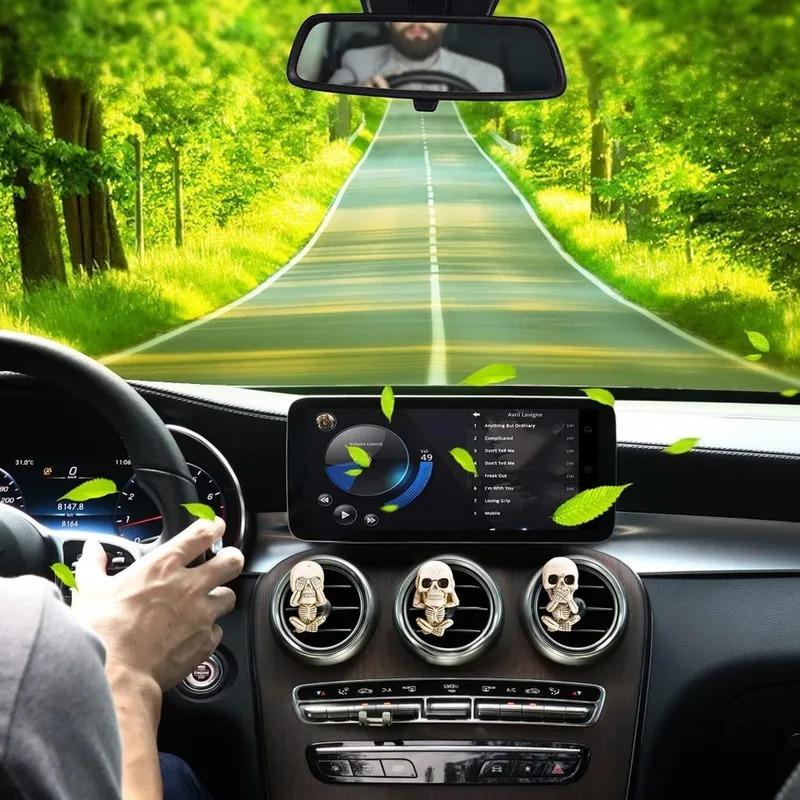 Skull Car Air Freshener Vent Clip Creative Ornament Halloween Car Air Vent Resin Decoration Skull Head Cover Car Decorative