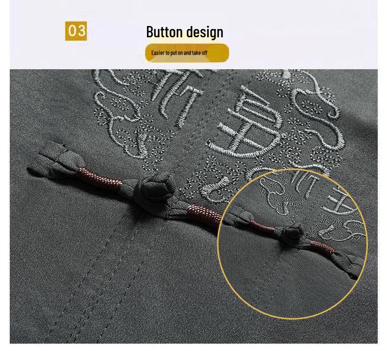 Мужской летний тан костюм с коротким рукавом в китайском стиле