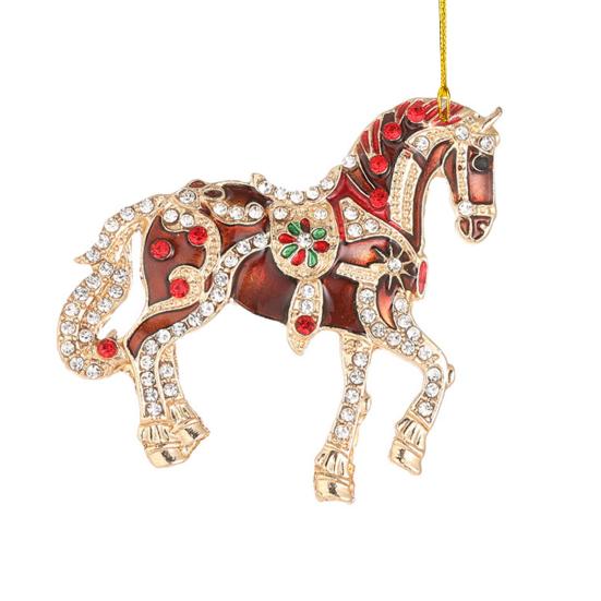 Horse Christmas Ornaments Sparkly Rhinestone Horse Hanging Decoration Acrylic Christmas Tree Ornament for Winter Xmas Party Supplies Holiday Decor