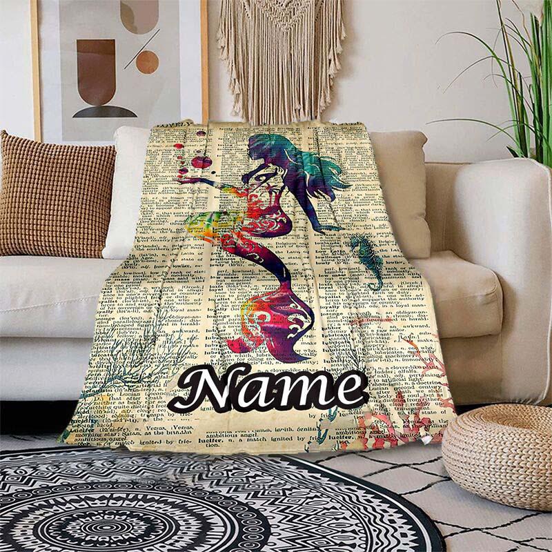 Mermaid Style Customize Your Name Blanket Warm Comfortable And Soft Blankets Are Suitable For Home Chairs Office Sofas Sofas Office Camping And Gifts