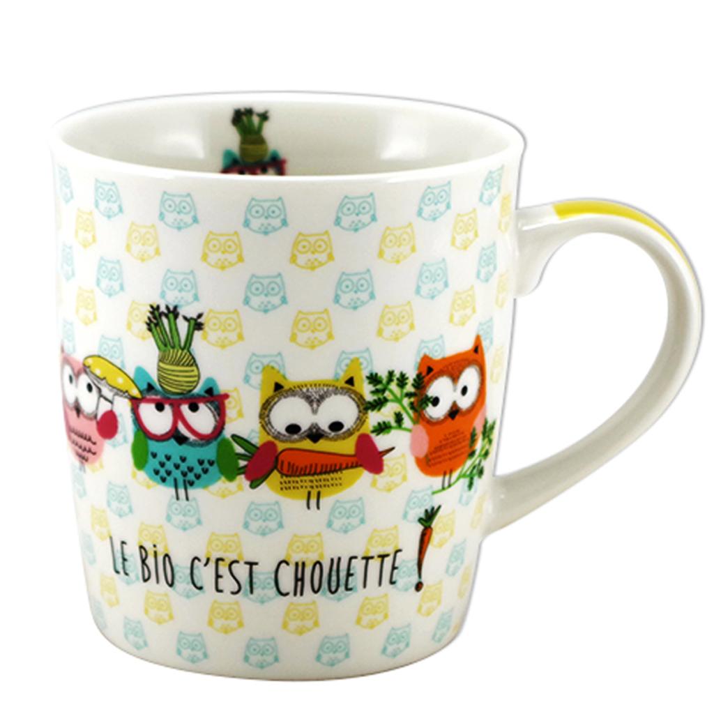 Les Trésors De Lily [A2458] - Multicolored 'Chouettes' Porcelain Mug (organic Is Great! ) - 95x85mm (32 Cl)