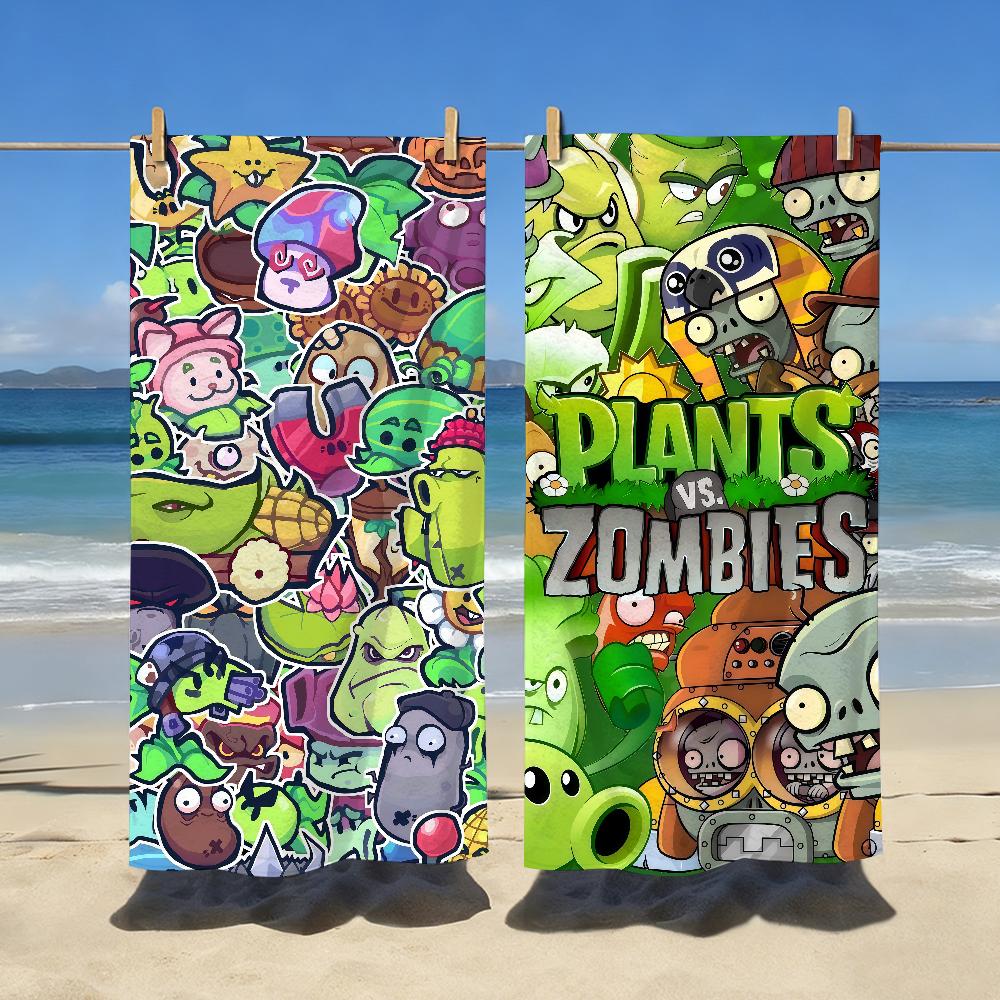 P-Plants vs Z-Zombies-S Игровое Полотенце Спортивное Быстросохнущее Туристическое Снаряжение для Кемпинга Песозащитное Мягкое Легкое Большое Пляжное Полотенце
