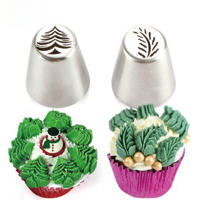 2 шт./набор Насадки для айсинга в виде рождественской елки из нержавеющей стали, насадка-листок, инструмент для украшения торта CDN