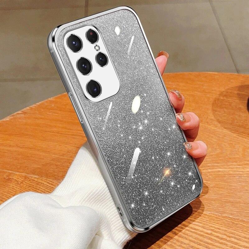 Модный блестящий чехол с градиентным покрытием для Samsung Galaxy S24 Plus S23 S22 Ultra S21 S20 FE A54 A34 A14 A15, силиконовая задняя крышка