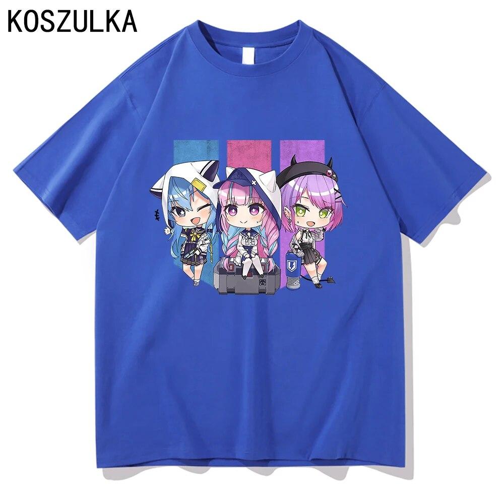 Футболка Calliope Anime Hololive Suisei, хлопковая футболка, летние футболки Kawaii Pavolia Reine, одежда, забавная женская/мужская толстовка унисекс