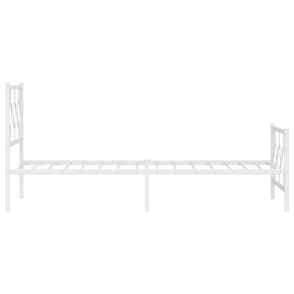 Vidaxl Metalowa Rama Łóżka Z Wezgłowiem I Zanóżkiem, Biała, 100X190 Cm