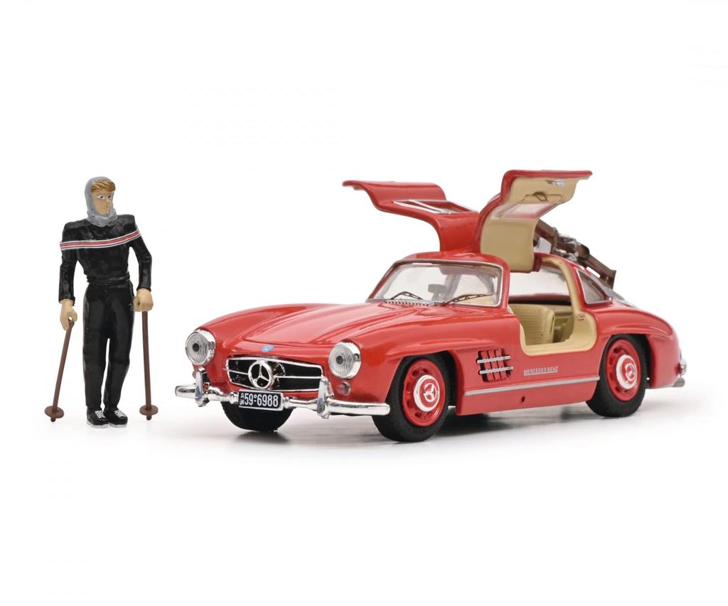 Schuco Scale 300SL 1954 Red with Ski Figure 1/43 Mercedes-Benz (W198)