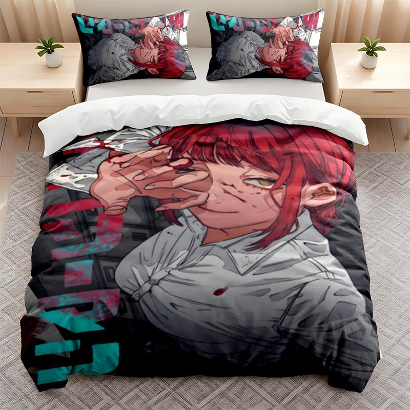 Chainsaw Man 3PC Bedding Set Print Duvet Cover with Two Pillowcases Home Bedroom Decoration festival gift