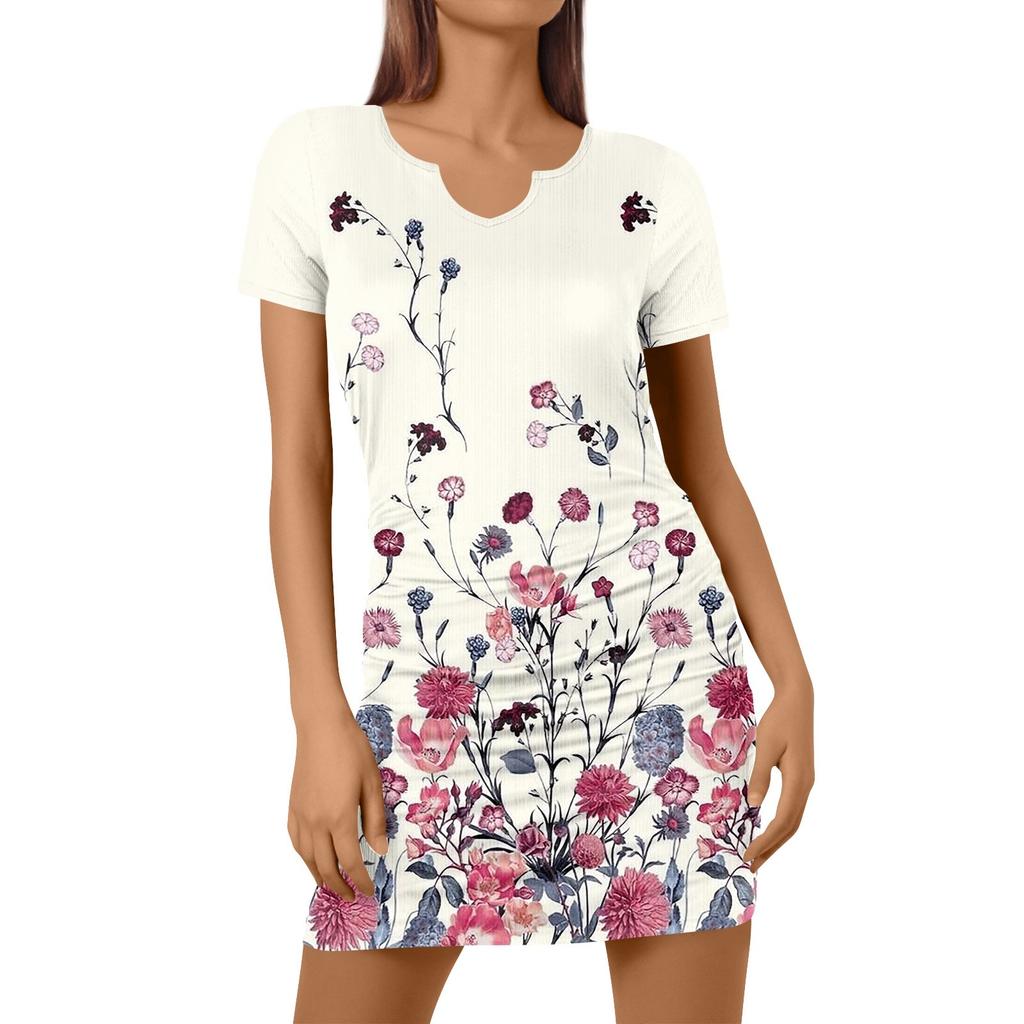 Женское модное повседневное принтованное облегающее облегающее летнее платье с коротким рукавом