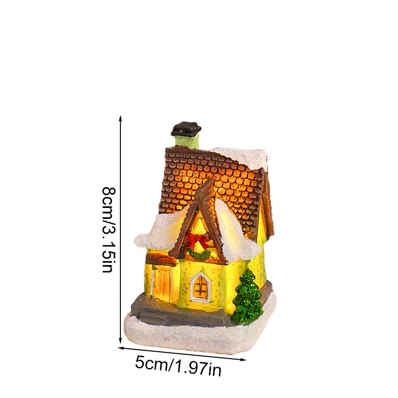 1 шт. Поделка Настольный Домашний Декор Теплое Освещение Снежный Покров Смола Романтическая Рождественская Фигурка Статуэтка Светящийся Домик Украшение Фестиваль