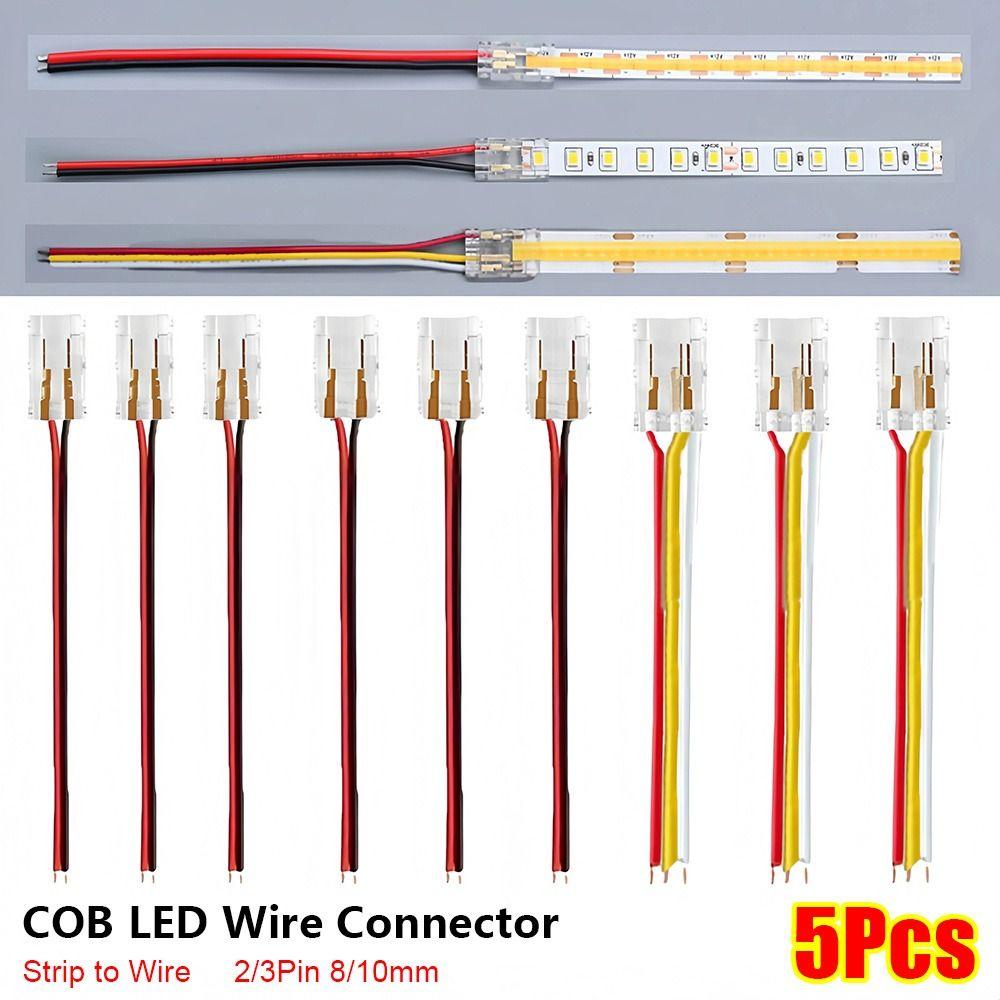 5Pcs/Set 2/3 Pin COB LED Wire Connector 8/10mm LED Strip Connectors FCOB RGB CCT LED Strip Lights