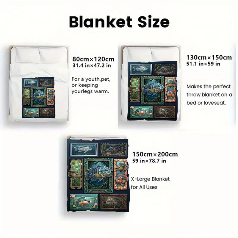 Underwater Fish Collection 2D Flat Pattern Flannel Blanket, High quality All Seasons, Home Decor, Warmth and Comfort, Perfect for Christmas Gifts.